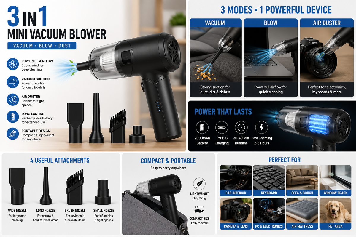 3 in 1 Mini Vacuum Blower